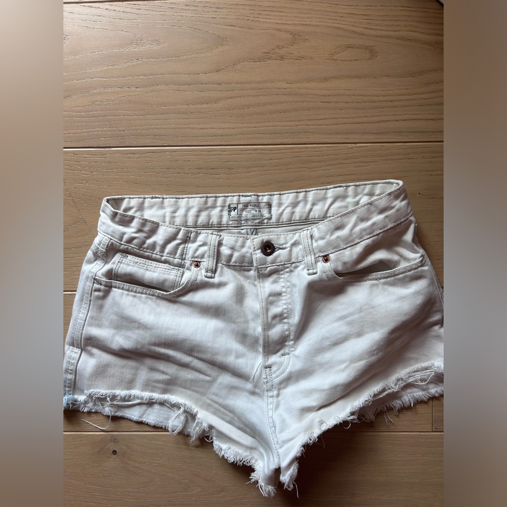 Free People White Denim Shorts